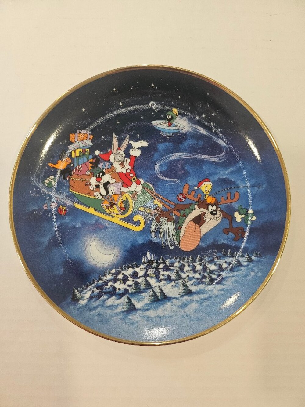 Franklin Mint 1983 Looney Tunes What's Up Santa Collector's Plate Perfect 8"